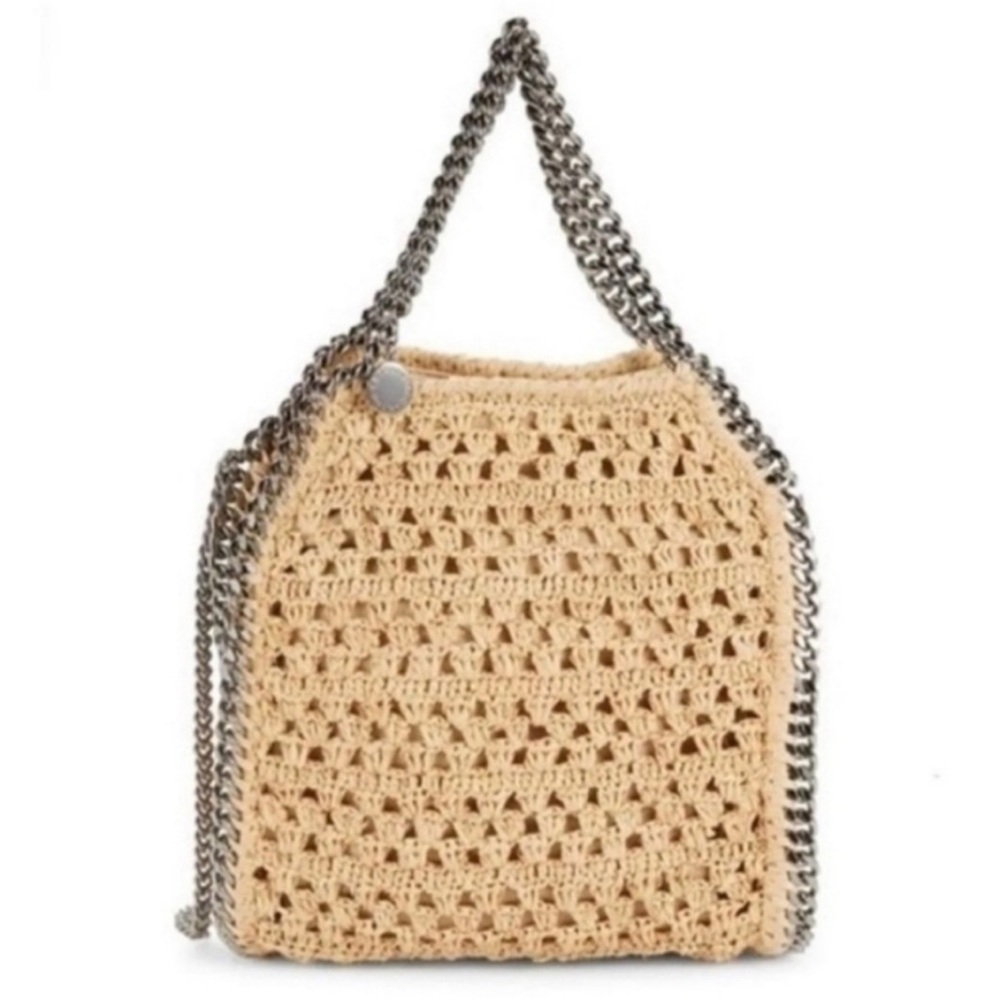 STELLA MCCARTNEY Falabella Raffia Woven Mini Tote Bag Handbag